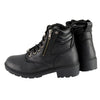 Milwaukee Leather Women's black leather lace-up moto boots with side zipper, stylish and durable footwear for women.