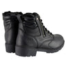 Milwaukee Leather MBL9320 women's black leather lace-up moto boots with side zipper, showcasing rugged design and sturdy heel.