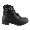 Milwaukee Leather women's black leather lace-up moto boots with side zipper and rugged sole, stylish and durable footwear.