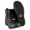 Black leather women's lace-up moto boots with side zipper from Milwaukee Leather, featuring sturdy design and stylish detailing.