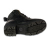 Milwaukee Leather women's black leather lace-up moto boots with side zipper and rugged sole detail.