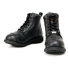 Milwaukee Leather women's black full grain leather motorcycle riding boots with lace-up closure and classic design.