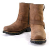 Milwaukee Leather Women’s Crazy Horse Brown Leather Motorcycle Rider Short Harness Boots with rugged design and ankle height.