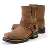 Milwaukee Leather Women's Crazy Horse Brown Leather Motorcycle Rider Short Harness Boots, showcasing rugged design and sturdy leather construction.