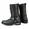 Milwaukee Leather Women's black leather motorcycle boots with 11-inch harness design and square toe.