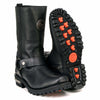 Milwaukee Leather women's black leather motorcycle boots with 11-inch harness and square toe design.