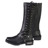 Milwaukee Leather MBL9365 Ladies Black 14-Inch Classic Harness Square Toe Leather Tall Boots with Lacing Detail