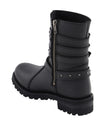 Milwaukee Leather Women's 9-inch black leather biker boots with triple buckles and side zipper entry, showcasing rugged style and design.