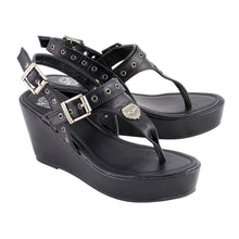 Milwaukee Performance MBL9411 Women's Black Wedge Sandals with Buckled Straps