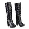 Milwaukee Leather MBL9419 Ladies Tall Black Platform Boots with Slouch Shaft