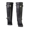 Milwaukee Leather Women's Tall Black Back End Laced Riding Boots with chunky heel and decorative laces, stylish and durable footwear.
