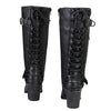 Milwaukee Leather MBL9427 women's tall black riding boots with back laces and sturdy soles, designed for riding and casual wear.