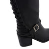 Milwaukee Leather MBL9427 women's tall black riding boots with back laces and a sturdy heel view from the side.