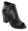 Milwaukee Leather MBL9453 Women's Black Mesh Open Toe Platform Heeled Sandals with Buckle Strap