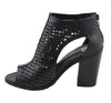 Milwaukee Leather MBL9453 Women's Black Mesh Open Toe Platform Heeled Sandals with Buckle Strap