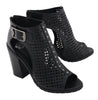 Milwaukee Leather MBL9453 Women's Black Mesh Open Toe Platform Heeled Sandals with Buckle Strap - HighwayLeather