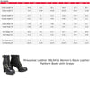 Milwaukee Leather Women's black leather platform boots with strap details and chunky heels, stylish and sturdy footwear.