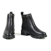 Milwaukee Leather Women's black leather ankle booties with rivet details, stylish and trendy footwear with a sleek design.
