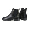 Black leather ankle booties for women by Milwaukee Leather with rivet details, stylish and versatile footwear.