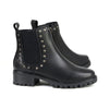 Milwaukee Leather Women's black leather ankle boots with rivet details, stylish and trendy footwear for women.