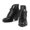 Black leather women's boots by Milwaukee Leather featuring a classic harness ring and stylish design.
