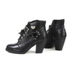 Milwaukee Leather Women's black leather boots with classic harness ring, stylish ankle boots with buckle accents and sturdy heel.