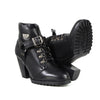 Milwaukee Leather MBL9458 women's black leather boots with a classic harness ring and sturdy design.