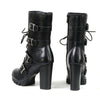 Milwaukee Leather women's black leather buckle platform boots with lace-up closure, stylish and sturdy footwear.