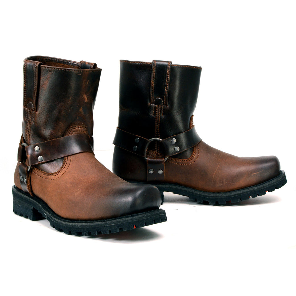 Milwaukee Leather MBM9008 Men's Brown Motorcycle Harness Boots-Two
