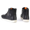 Milwaukee Leather men's black waterproof leather riding boots with ankle support and shift protection, designed for street riding.