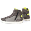 Milwaukee Leather men's dark grey suede and grey canvas street riding boots with dual closure and ankle support.