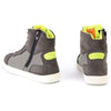 Milwaukee Leather men's dark grey suede and grey canvas street riding boots with dual closure and ankle support.