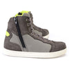 Milwaukee Leather men's dark grey suede and grey canvas street riding boots with dual closure and ankle support.