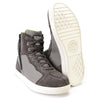 Milwaukee Leather men's dark grey suede and grey canvas street riding boots with dual closure and ankle support.