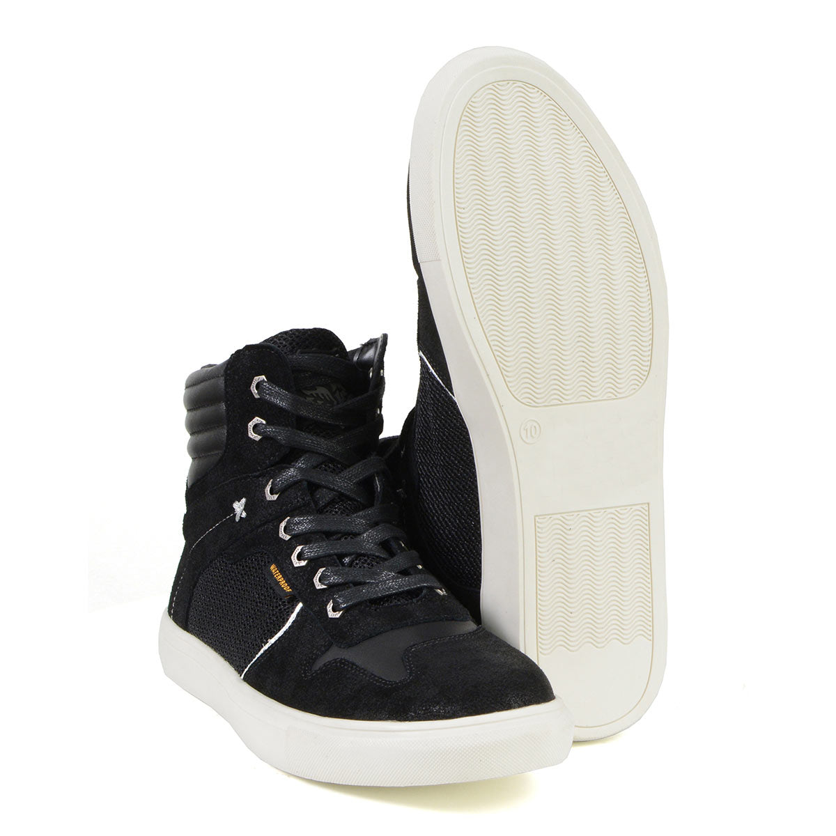 Milwaukee Leather black suede men's street riding waterproof boots with reinforced ankle support and rugged design.