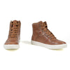 Milwaukee Leather men's cognac leather high-top waterproof street riding boots with reinforced ankle support and durable design.