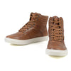 Milwaukee Leather men's cognac leather high-top waterproof riding boots with reinforced ankle support and street-style design.