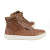 Milwaukee Leather men's cognac leather high-top boots with reinforced ankles and waterproof street riding design.