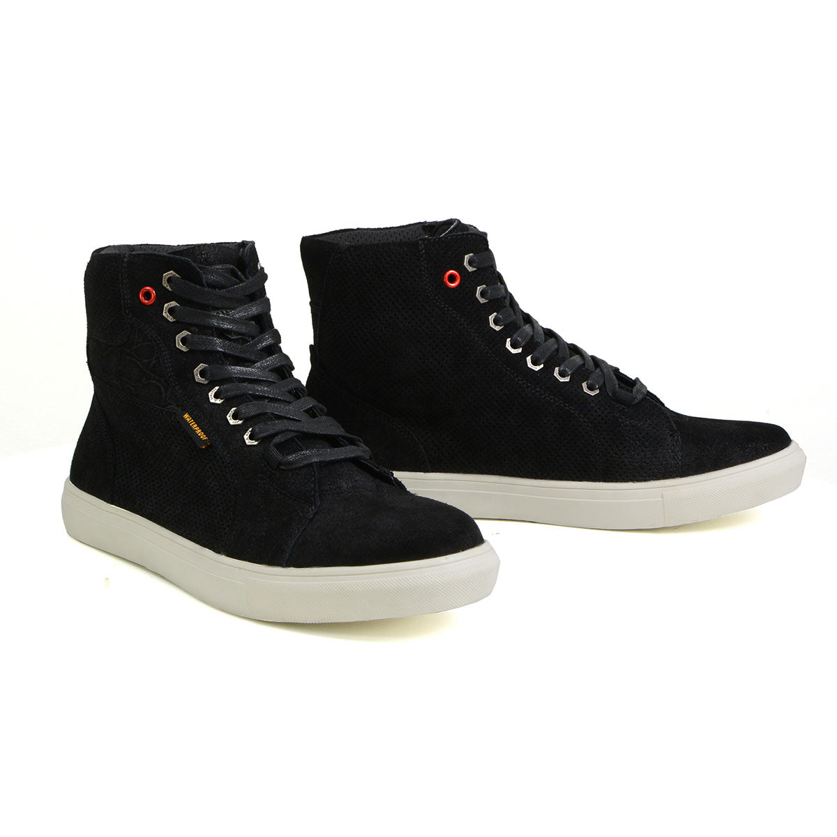 Milwaukee Leather men's black suede street riding waterproof boots with reinforced ankle support and sturdy design.