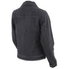 Milwaukee Leather women's black denim jacket with studded spikes, stylish and fitted, perfect for casual and edgy fashion looks.