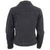 Milwaukee Leather women's black denim jacket with studded spike detailing, stylish and fitted for a modern look.