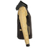 Milwaukee Leather women's hooded two-tone black and beige denim and leather scuba jacket with zip closure and casual style.