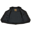 Black Milwaukee Leather women's denim vest with three snap front closures and plain side design.