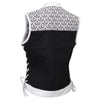 Milwaukee Leather MDL4050 Women's 'Skelly' Black with White Motorcycle Denim Vest w/ Skull Embroidery