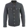 Milwaukee Leather men's black denim jacket with classic shirt style, featuring button closures and chest pockets.
