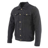 Milwaukee Leather Men's black classic denim jean jacket, men's jacket with front pockets and button closure, casual style.