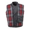 Milwaukee Leather men's black waxed denim motorcycle jacket with armor, classic style, and multiple front pockets.