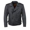 Milwaukee Leather men's black waxed denim motorcycle jacket with armor, featuring classic design and rugged style.