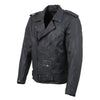 Milwaukee Leather men's black waxed denim motorcycle jacket with armor, featuring classic design and visible armor padding.