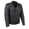 Milwaukee Leather men's black waxed MC denim jacket with armor, featuring a classic design and rugged style.